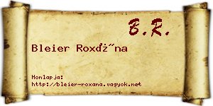 Bleier Roxána névjegykártya
