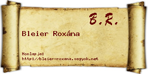 Bleier Roxána névjegykártya